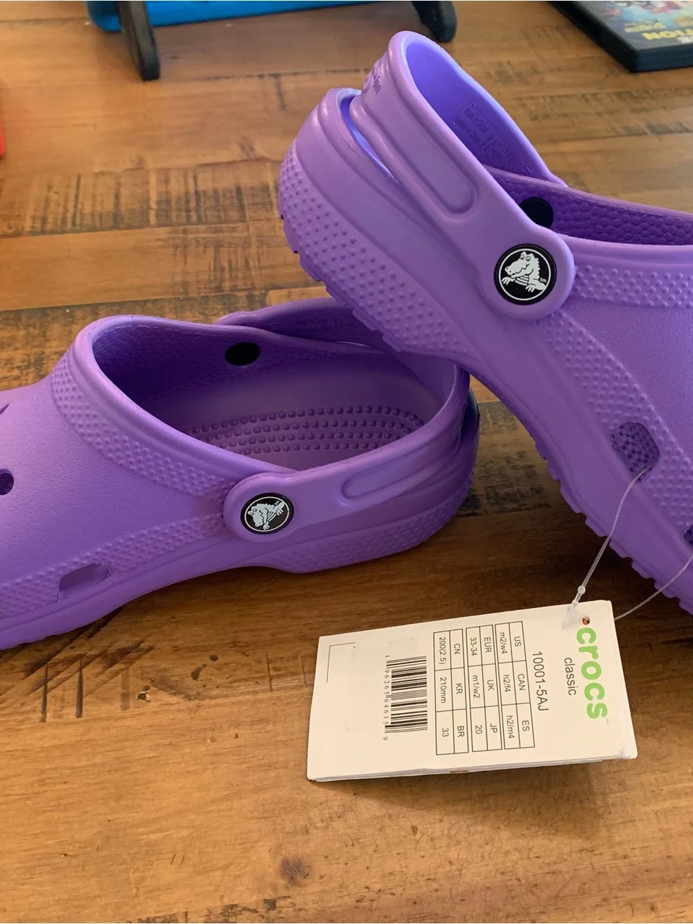CROCS Kids Adult Classic Purple Clogs with Heel Strap